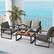 Angle. Costway - 4 PCS Patio Aluminum Furniture Set Wood-Plastic Armrests & Tabletop for Balcony - Gray.