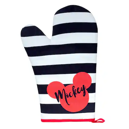 Front. Disney - Disney Mickey Mouse Stripe Oven Mitt - Black/White.