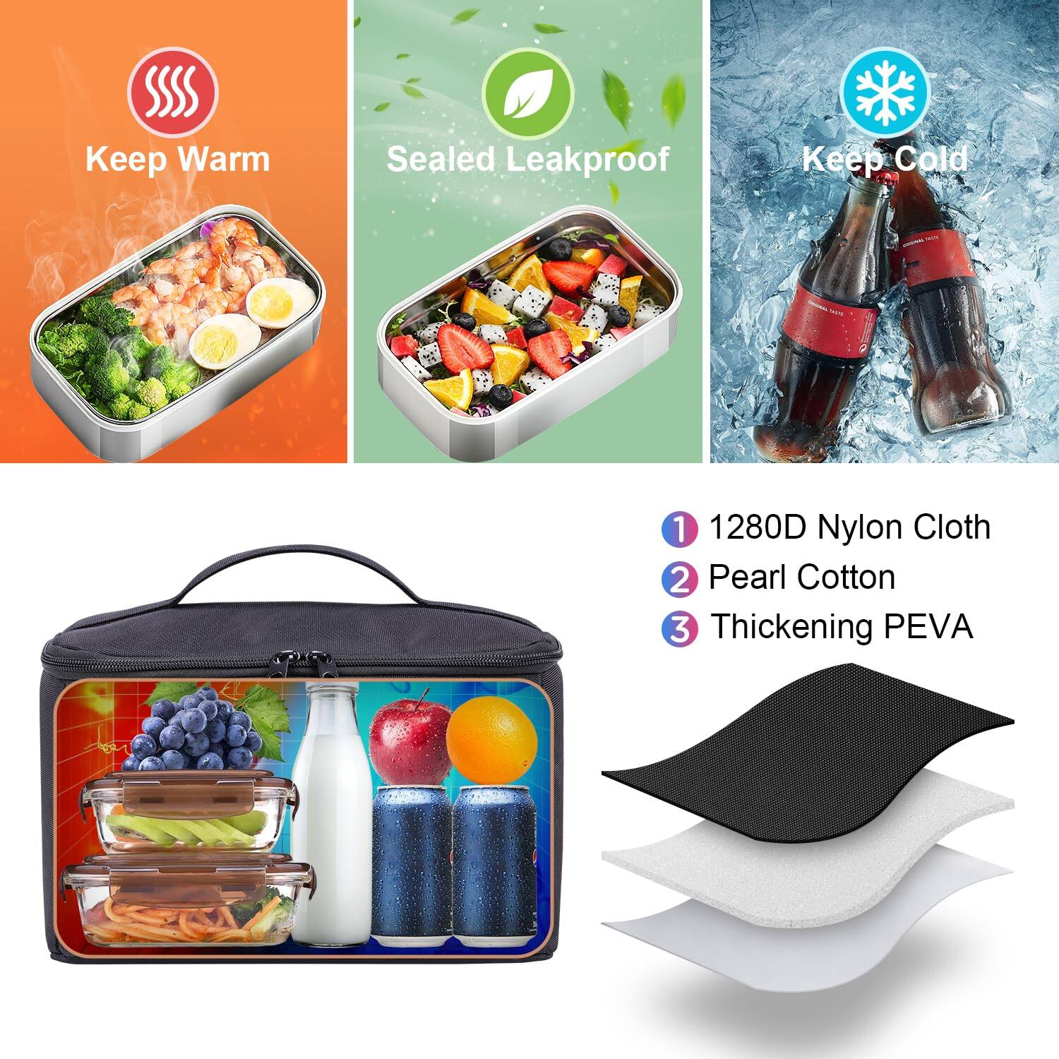 Alt View 2. Live At Space - Lunch Backpack  Laptop 15.6 Inch Work W/insulated Cooler Box For Men Women Casual Daypack Commuter Picnic College Black - Black-L-15.6 inch.