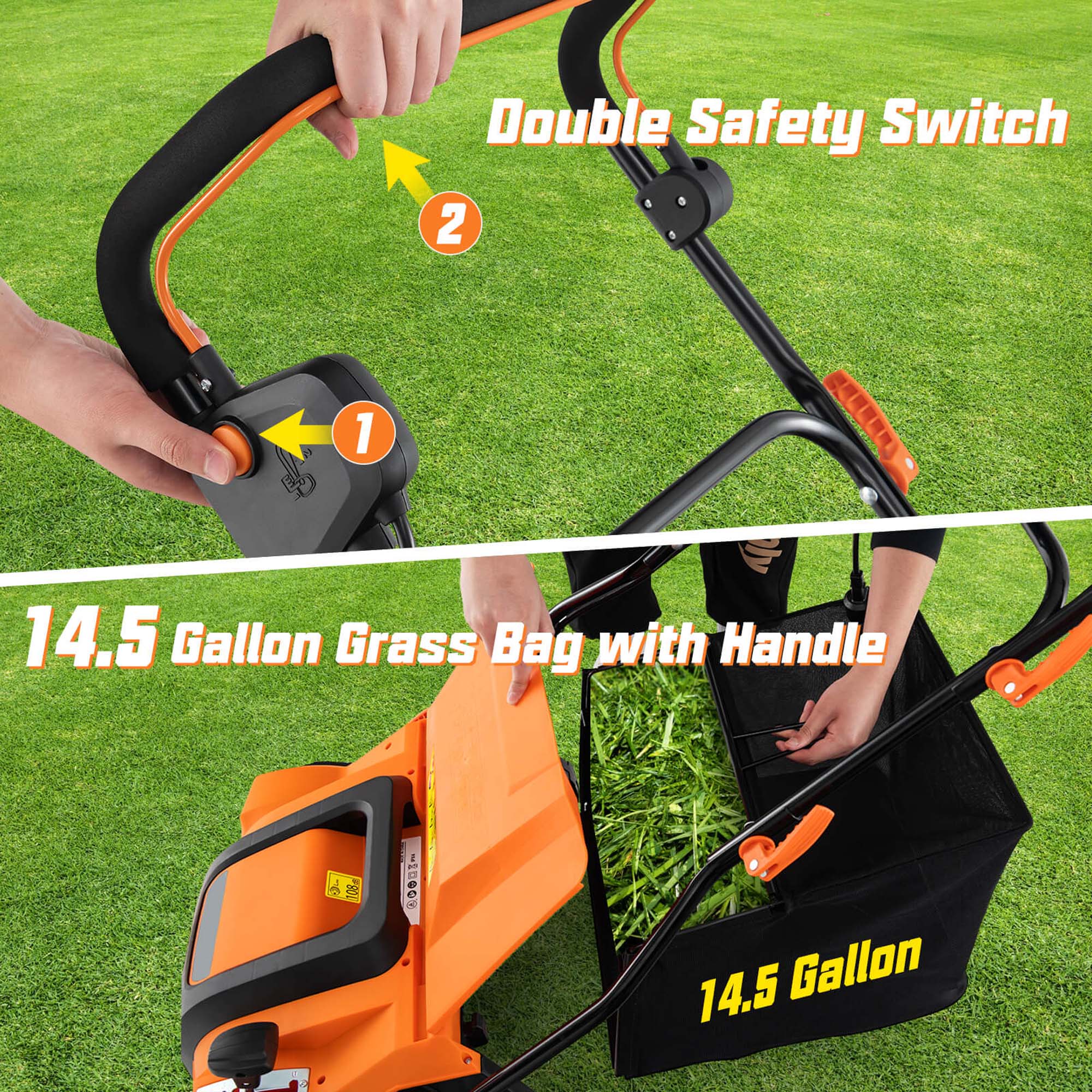 Double Safety Switch

14.5 Gallon Grass Bag with Handle

14.5 Gallon