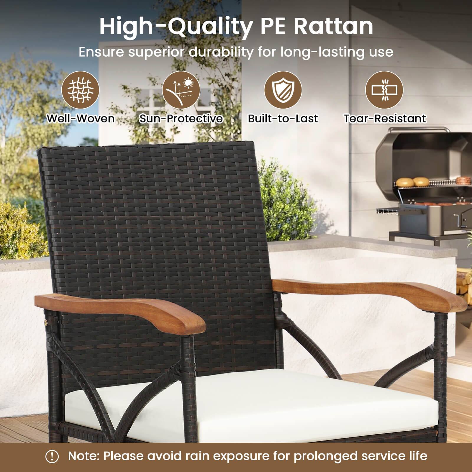 High-Quality PE Rattan  
Ensure superior durability for long-lasting use  

- Well-Woven  
- Sun-Protective  
- Built-to-Last  
- Tear-Resistant  

Note: Please avoid rain exposure for prolonged service life