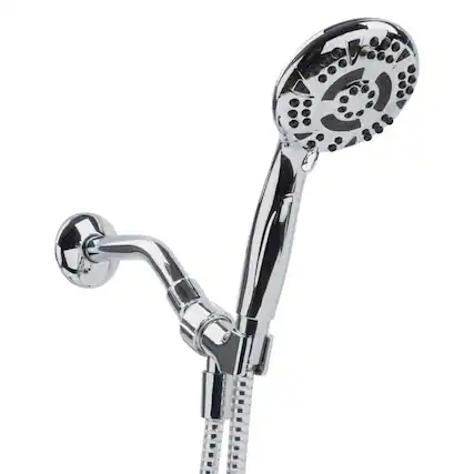 Front. OAKBROOK - OakBrook Chrome PVC 5 settings Handheld Showerhead 1.8 gpm - Silver.
