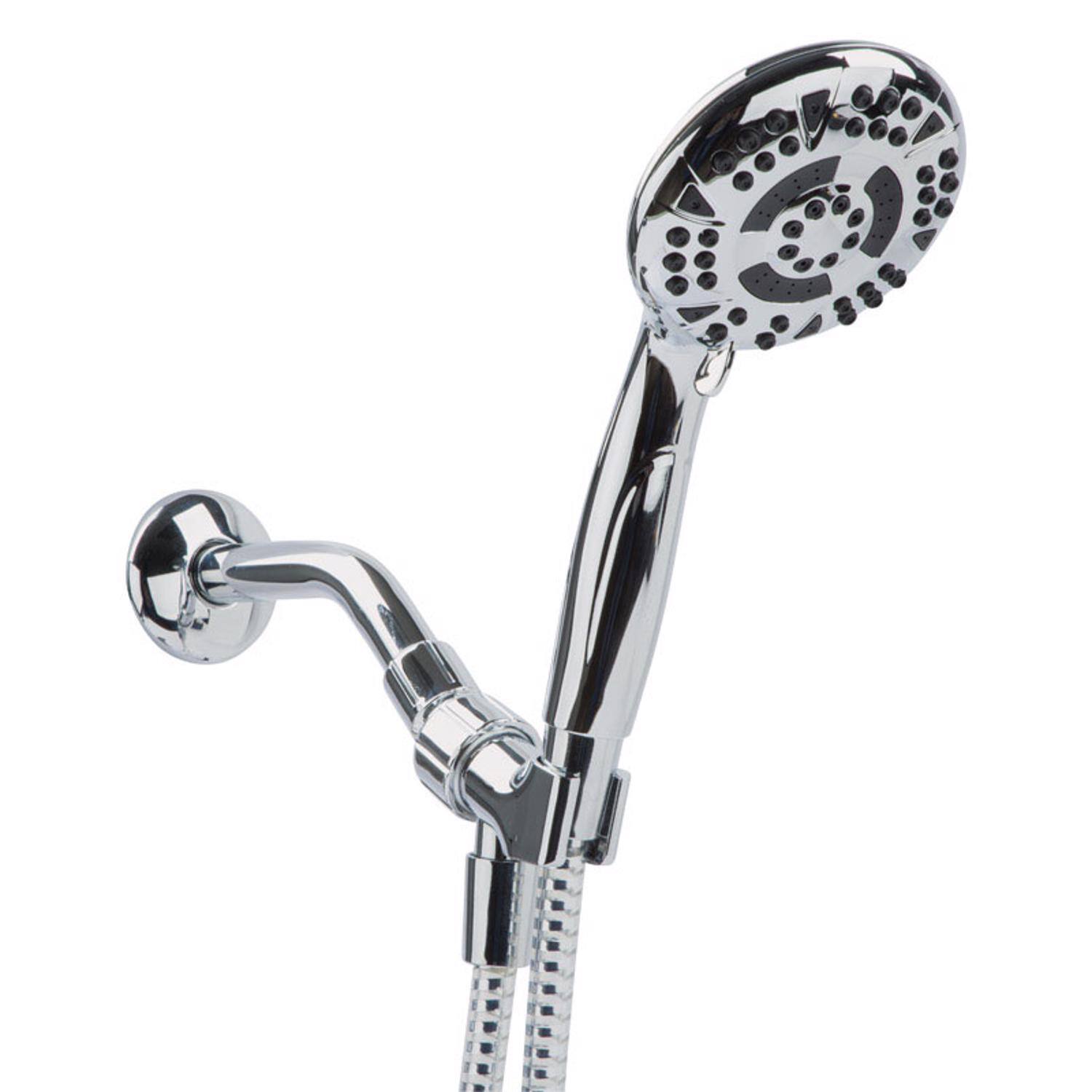 Front. OAKBROOK - OakBrook Chrome PVC 5 settings Handheld Showerhead 1.8 gpm - Silver.