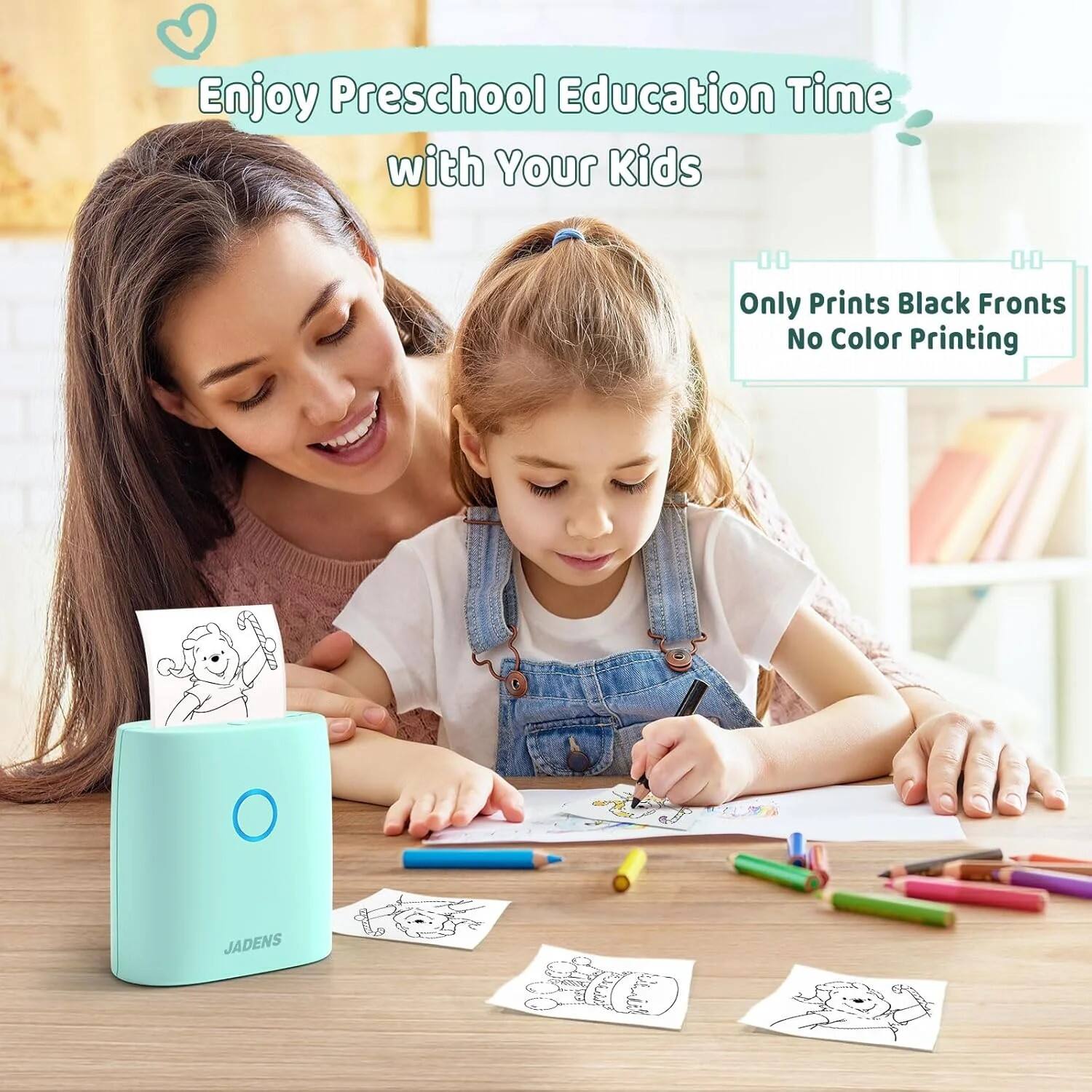 Enjoy Preschool Education Time with Your Kids
Only Prints Black Fronts No Color Printing
JADENS