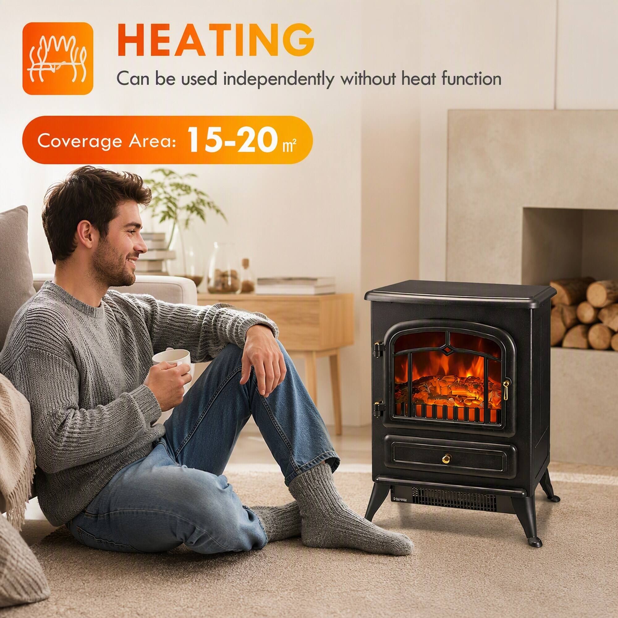 HEATING  
Can be used independently without heat function  
Coverage Area: 15-20 m²