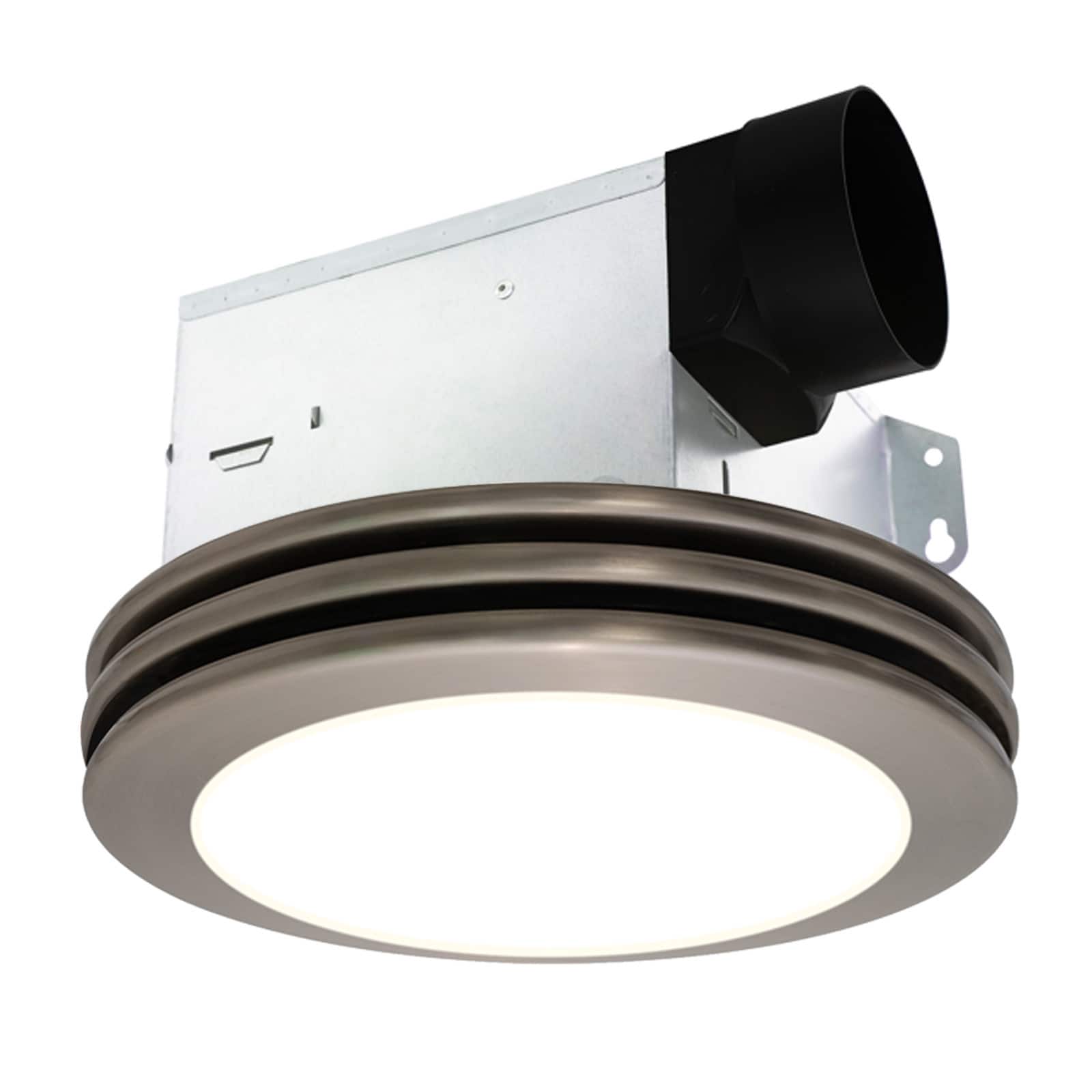 Akicon - Bathroom Exhaust Fan Light, 80 CFM 2 Sones, 15 Watt Dimmable 3000K/4000K/5500K 3CCT LED Light - Brushed Nickel