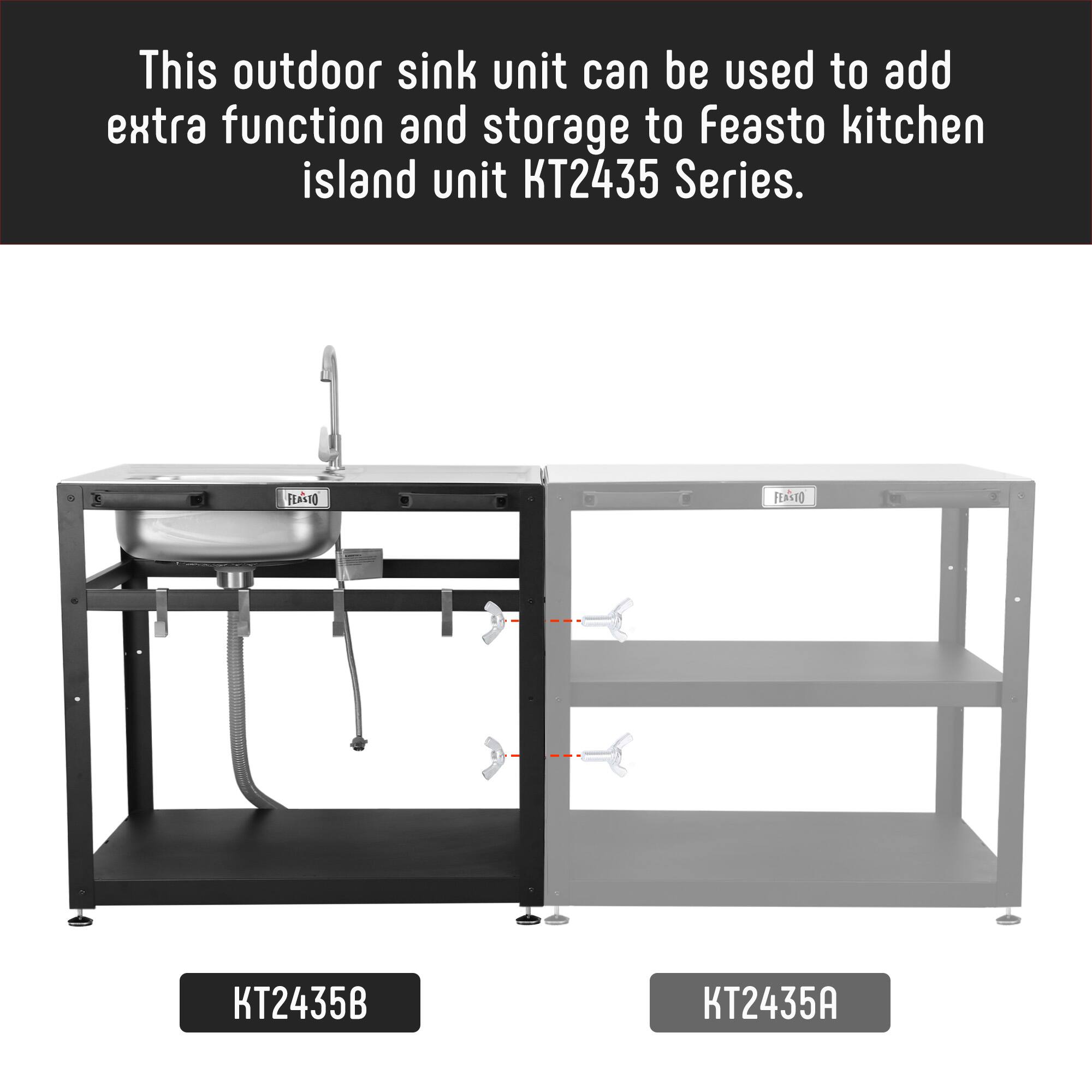 This outdoor sink unit can be used to add extra function and storage to Feast kitchen island unit KT2435 Series.

KT2435B

KT2435A
