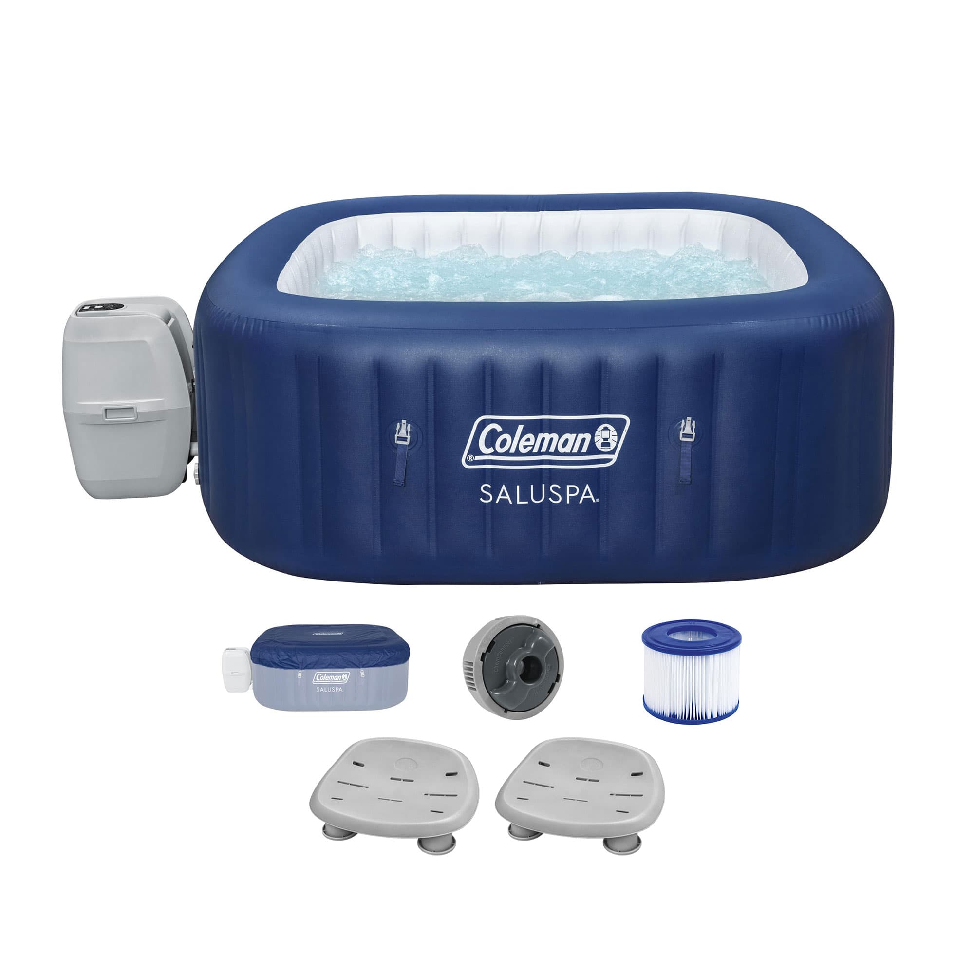 Bestway - Coleman Hawaii AirJet Hot Tub with 2 Pack SaluSpa Non Slip Spa Seat - Blue