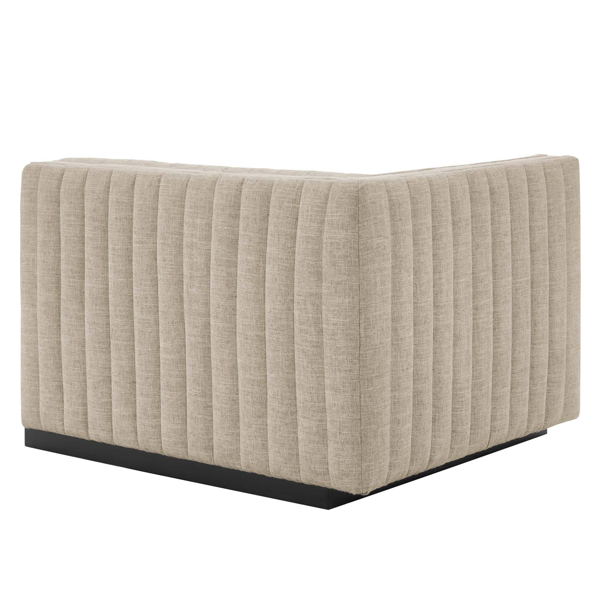 Back. Modway - Conjure Channel Tufted Upholstered Fabric Left-Arm Chair by Modway - Black Beige.