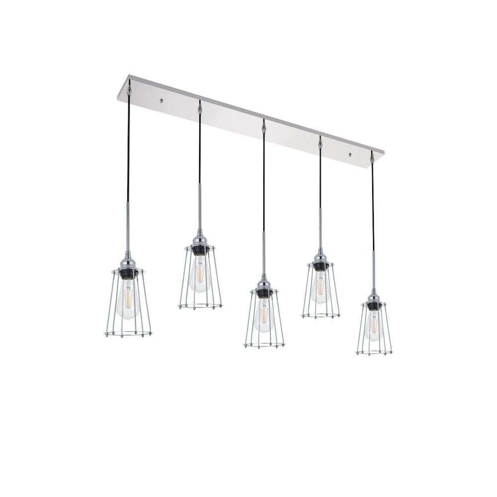 Alt View 1. Living District - Auspice 5 Light Chrome Pendant - Chrome.