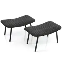 Costway - Set of 2 Patio Rattan Ottoman with Padded Quick Dry Foam & Heavy-Duty Metal Legs - Mix Brown - Front_Zoom