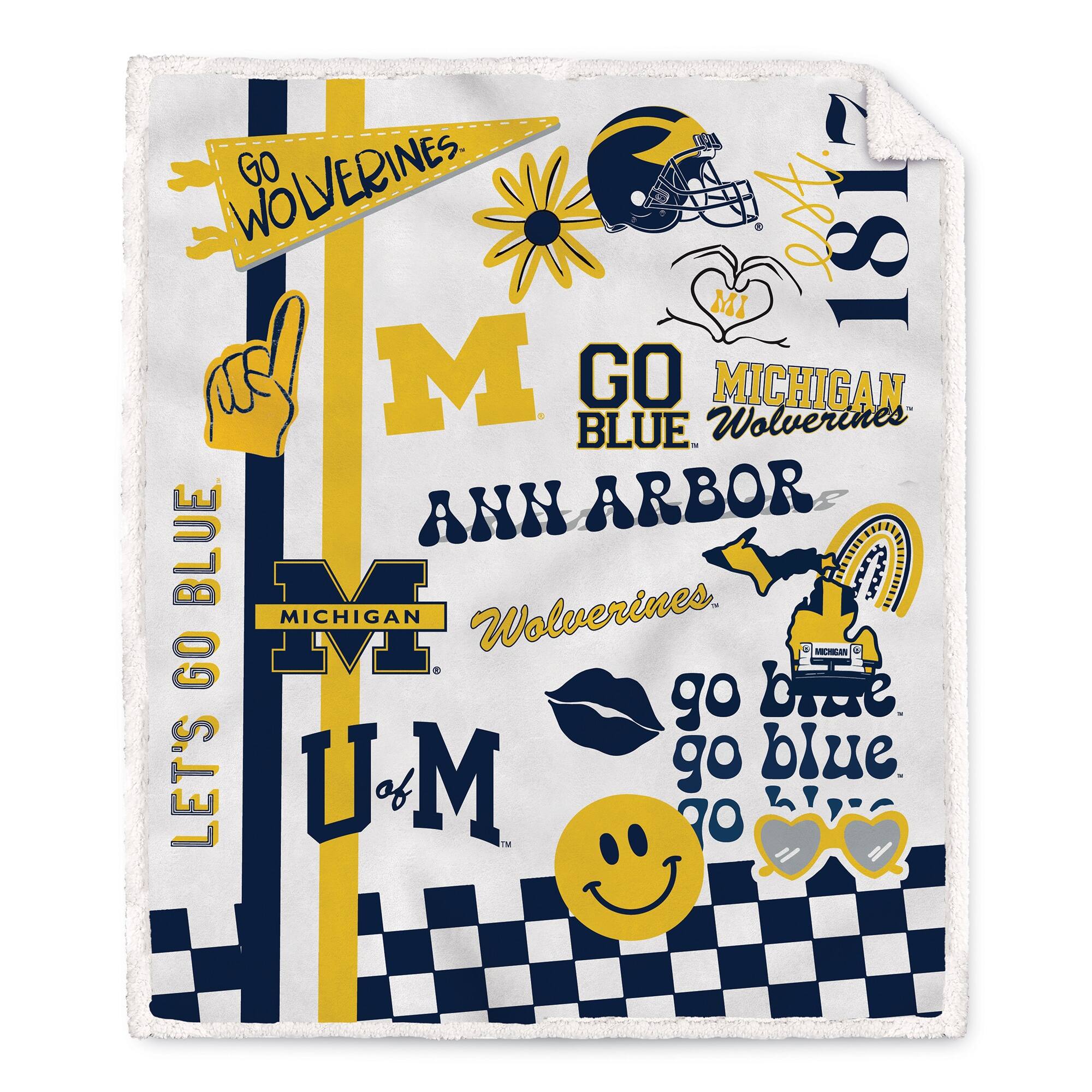 Pegasus - Michigan Wolverines 60" x 70" Loco Fan Ultra Cozy Sherpa Blanket - Multicolor