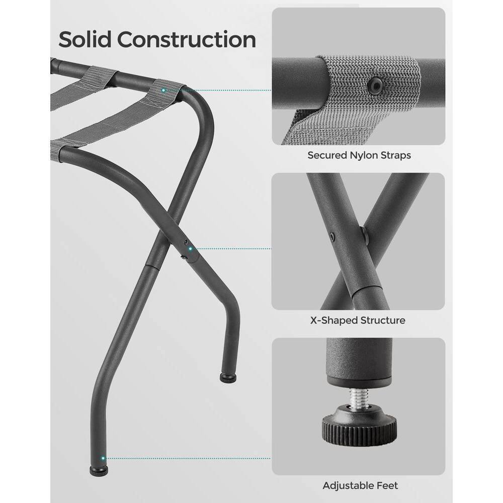 Solid Construction  
Secured Nylon Straps  
X-Shaped Structure  
Adjustable Feet