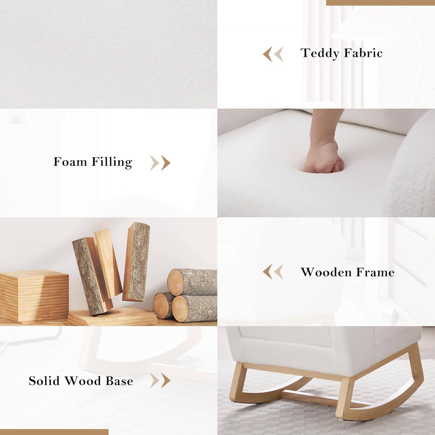 - Teddy Fabric
- Foam Filling
- Wooden Frame
- Solid Wood Base