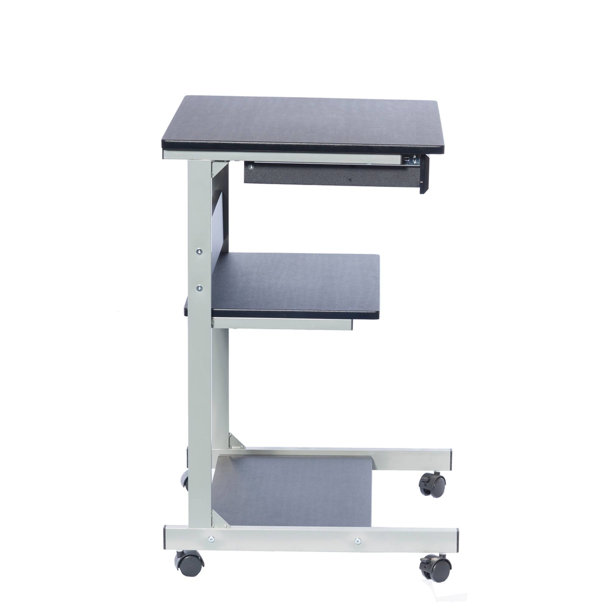 Alt View 5. GOODSILO - Rolling Laptop Desk Cart with Storage Drawer and Shelves for Home Office Use - Black.