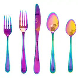Gibson - Home Stravidia 20 Piece Flatware set Stainless Steel - Rainbow