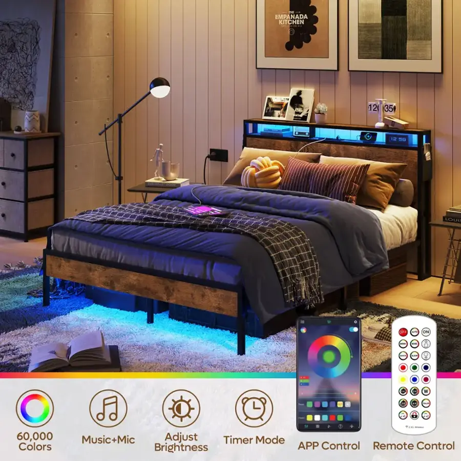 I . EMPANADA KITCHEN : E C 12 35 27 DD F | -O LOUI  .. I ON - - - d W -  e 60,000 Colors I + .- | Music+Mic Adjust Brightness Timer Mode APP Control Remote Control
