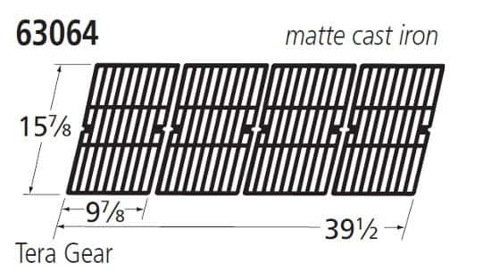 Music City Metals - MCM666306443 GRID, CI, 15.875 X 39.5 rectangular cooking grids, 16 15/16” to 15 3/4”