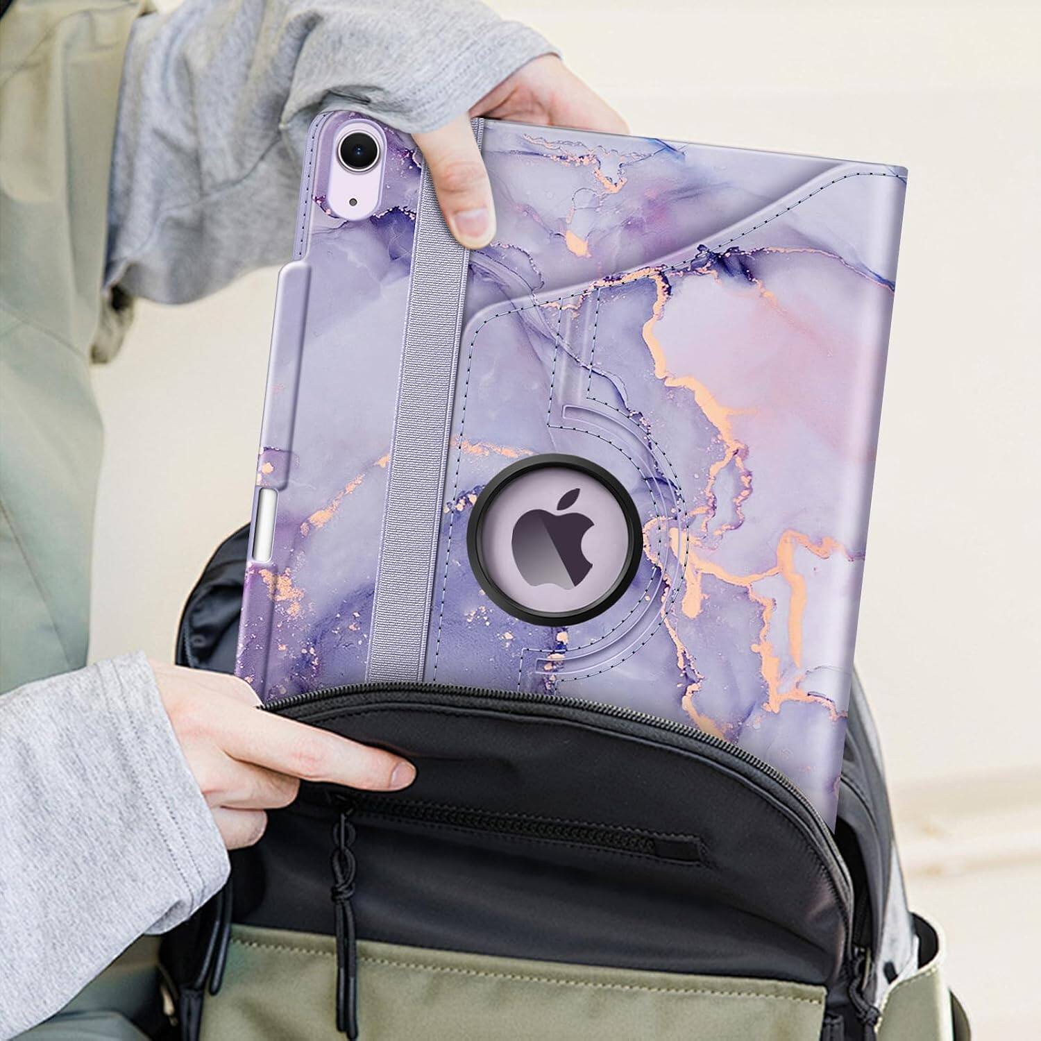 Alt View 5. Fintie - Rotating Case for iPad Air 13-inch M4/M3/M2 (2026/2025/2024) | 360° Swivel Stand Shockproof Protective Cover - Lilac Marble.