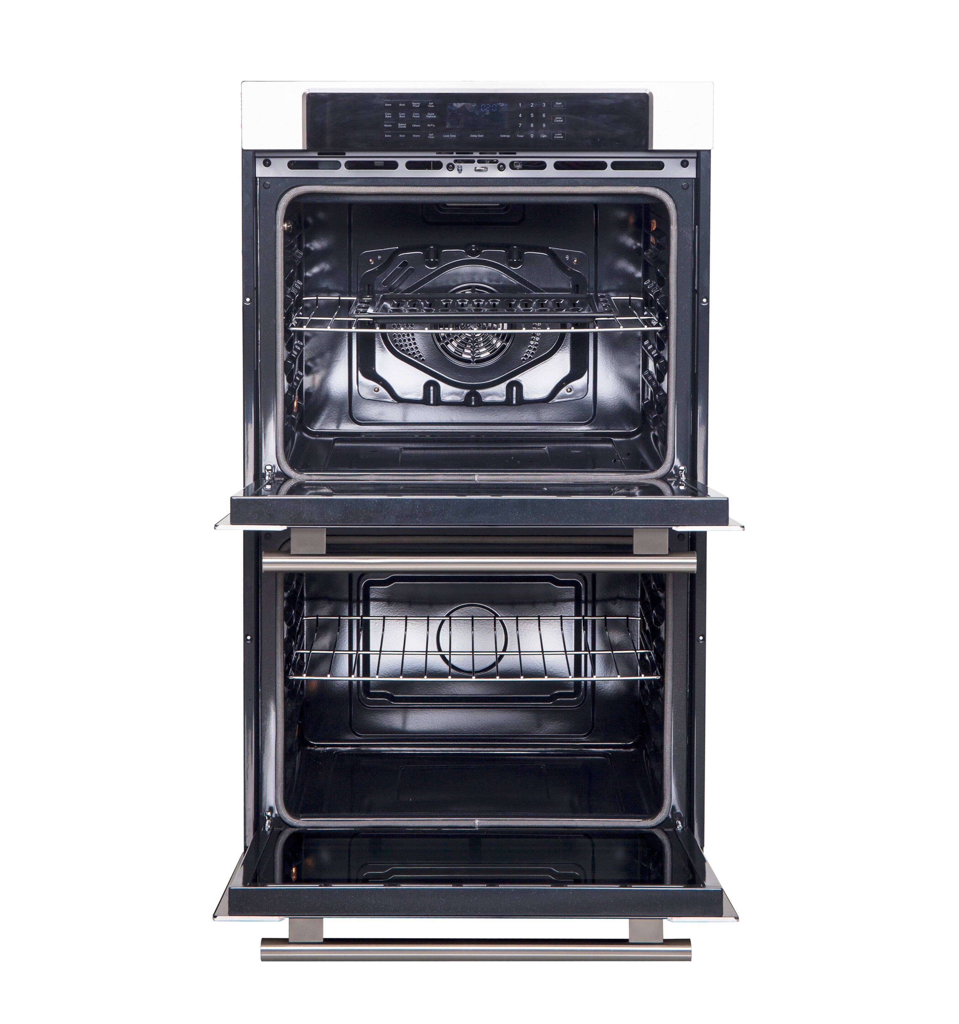 Left. Forno Appliances - 30" Built-In Electric Double Wall Oven with Convection - Silver.