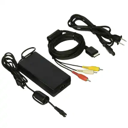 Front. Home Collection - Power Supply & AV Cable Set for Sony PlayStation 2 Slim – AC Adapter Charger with TV AV Cable.