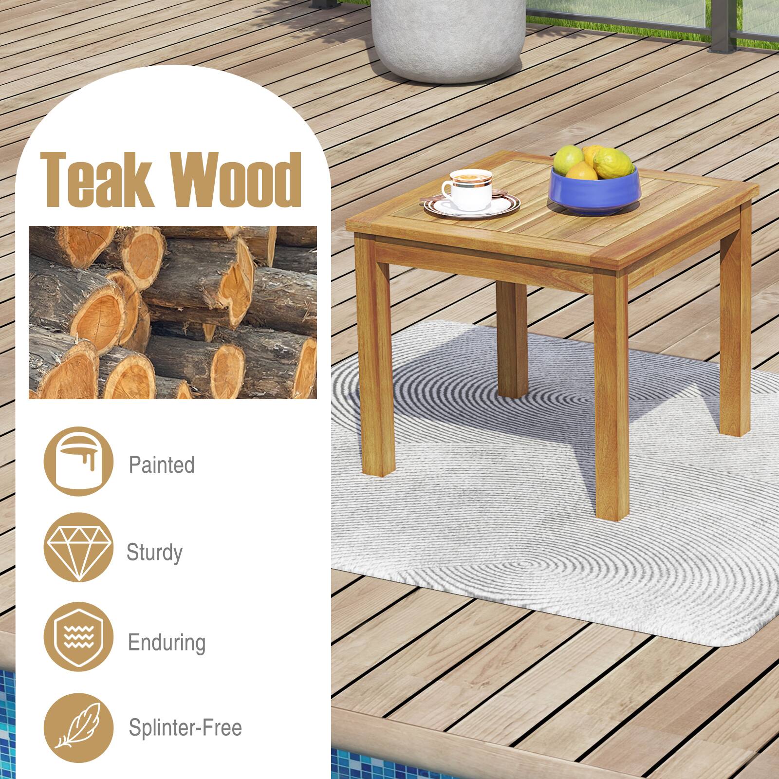 Teak Wood

- Painted
- Sturdy
- Enduring
- Splinter-Free