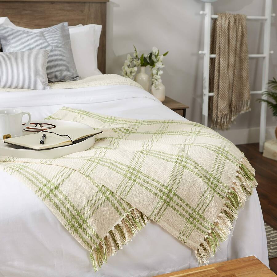 50"x60" Modern Farmhouse Plaid Throw Blanket Gold - Design Imports