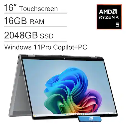 16" Touchscreen
16GB RAM
2048GB SSD
Windows 11 Pro Copilot+PC
AMD Ryzen AI 5