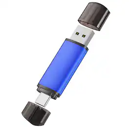 Stock Preferred - 64GB Dual USB 2.0 Type-C OTG Flash Drive for Samsung, Android, PC & Mac - Blue