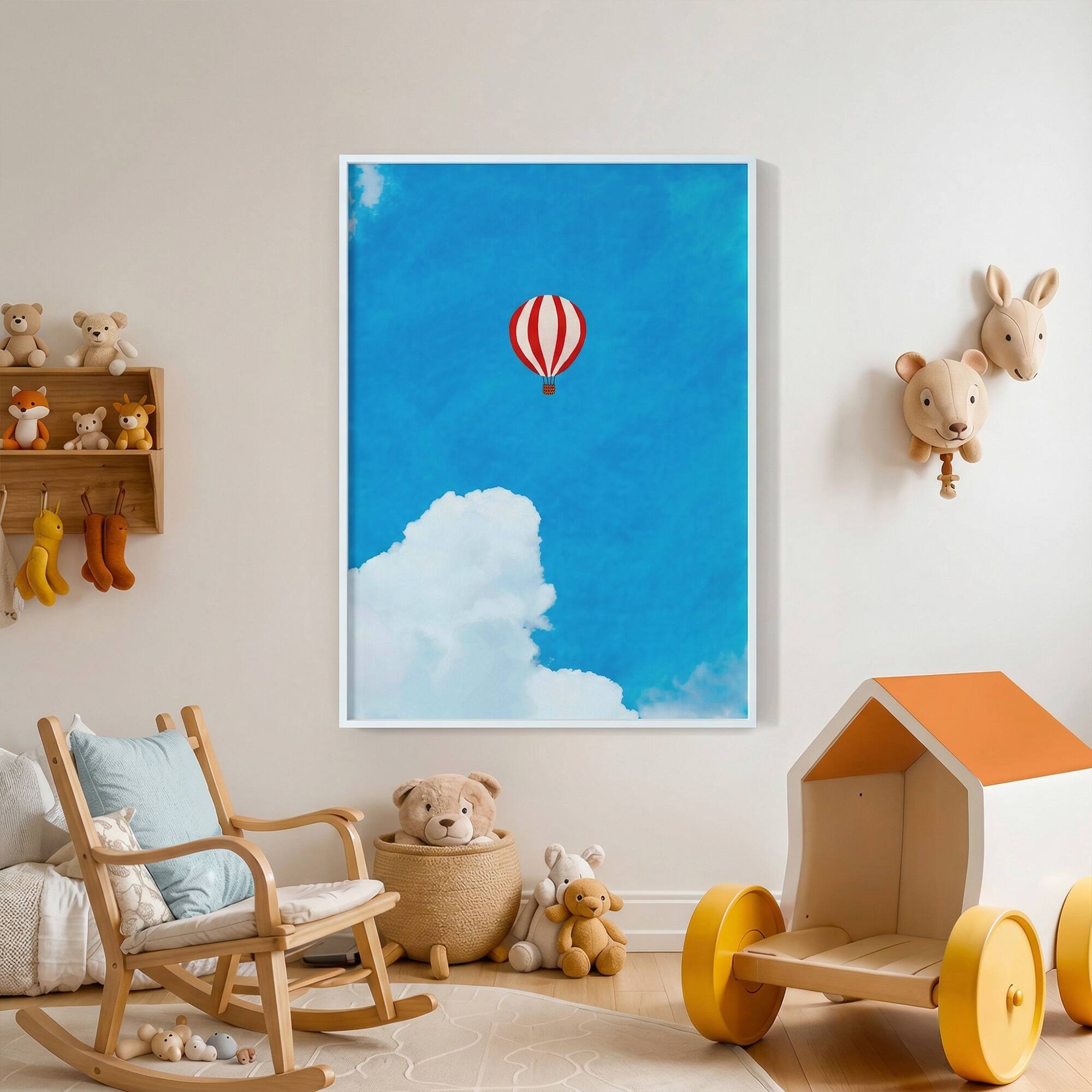 Alt View 2. HOMLUX - 1 Piece Framed Hot Air Balloon Canvas Wall Art Sky Cloud Landscape Wall Decor Decorative Canvas Print 36 in. x 24 in. - Multi-Colored.