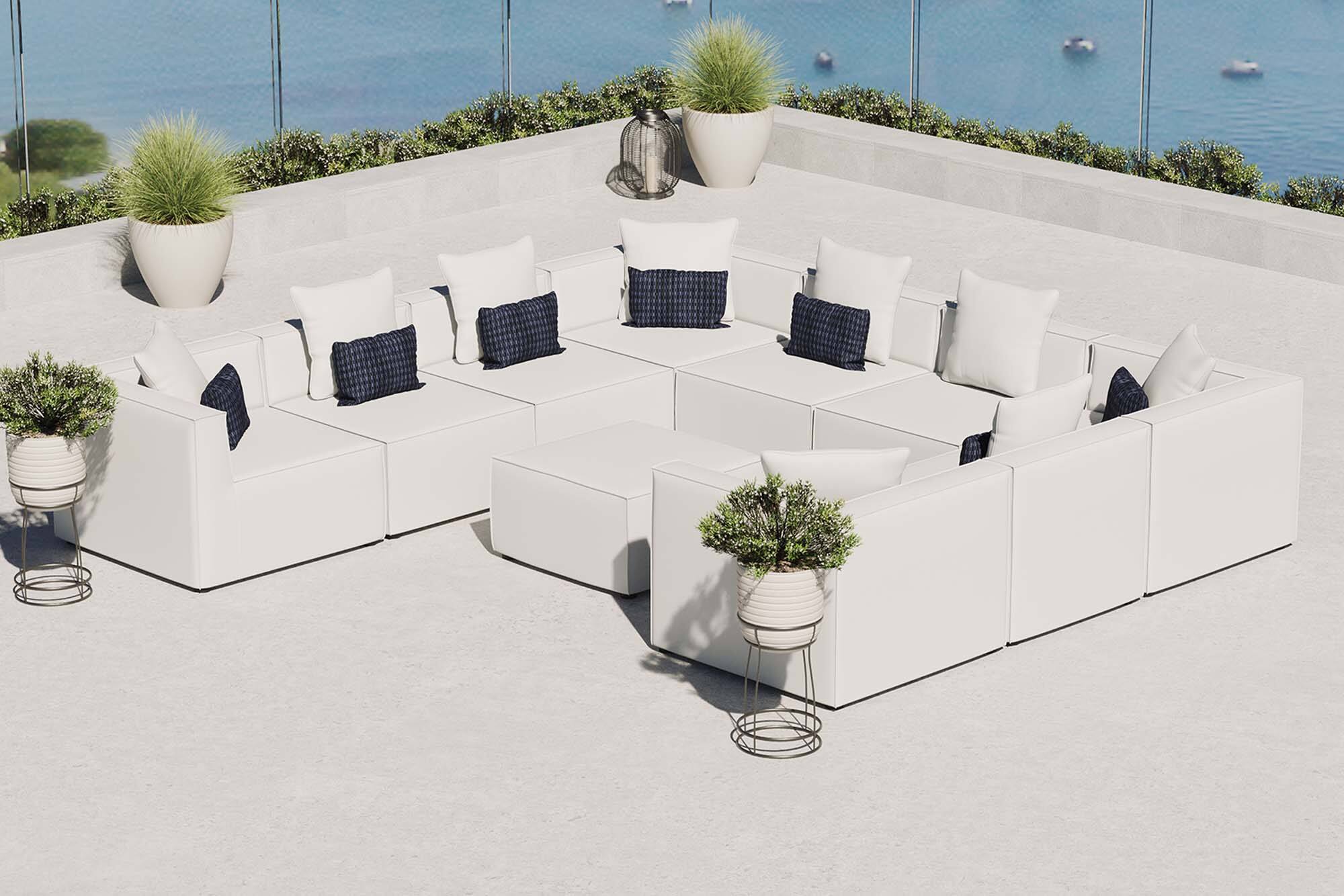 Front. Modway - Saybrook 10-Piece Outdoor Patio Upholstered Sectional Sofa by Modway - White.
