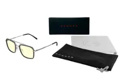 GUNNAR - Barron Computer Glasses with Blue Light Reduction, Amber Lenses - Silver - Front_Zoom