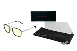 GUNNAR - Barron Computer Glasses with Blue Light Reduction, Amber Lenses - Silver