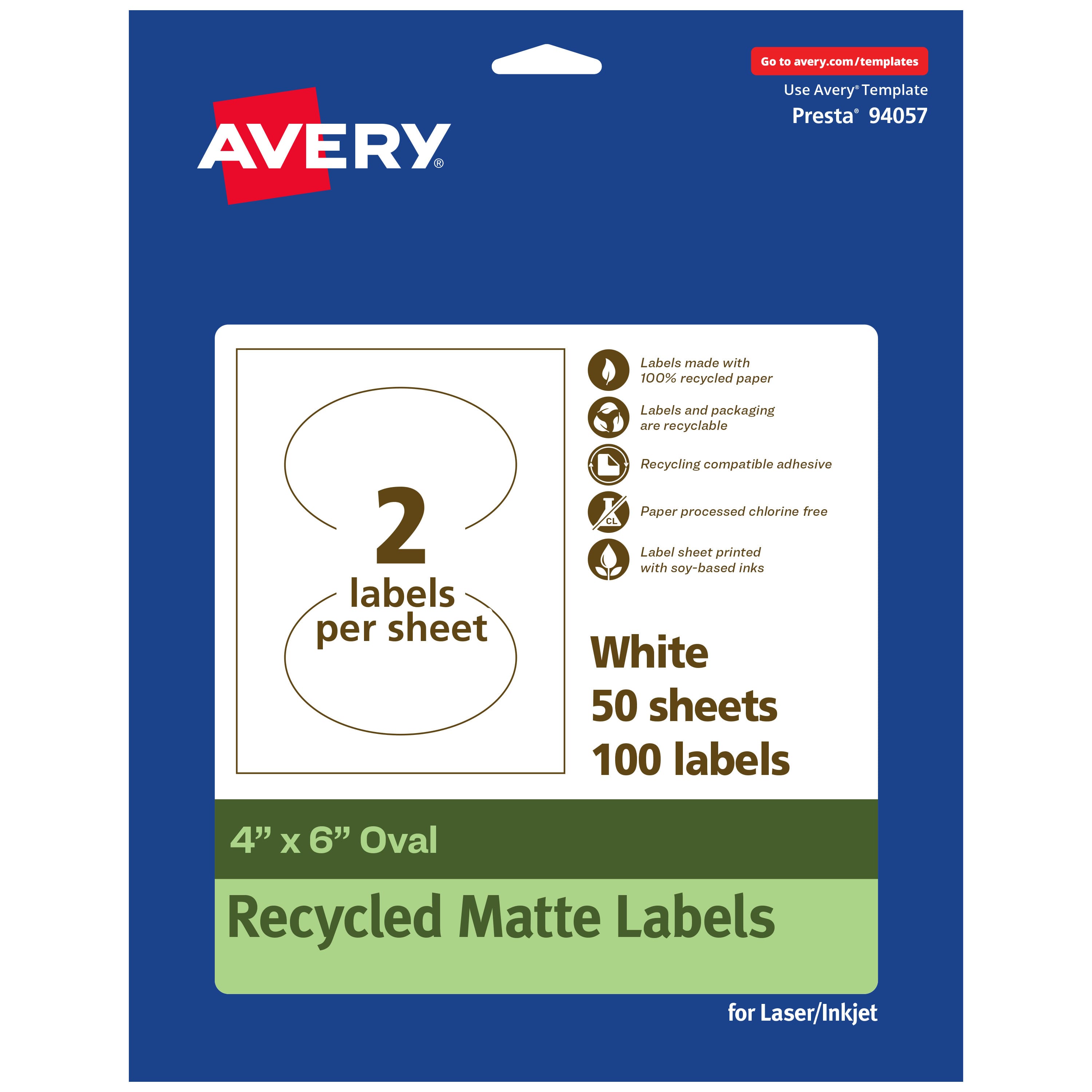 "Avery - EcoFriendly Oval Labels, 4"" x 6"", 100ct - White" price history on PriceWatchPro