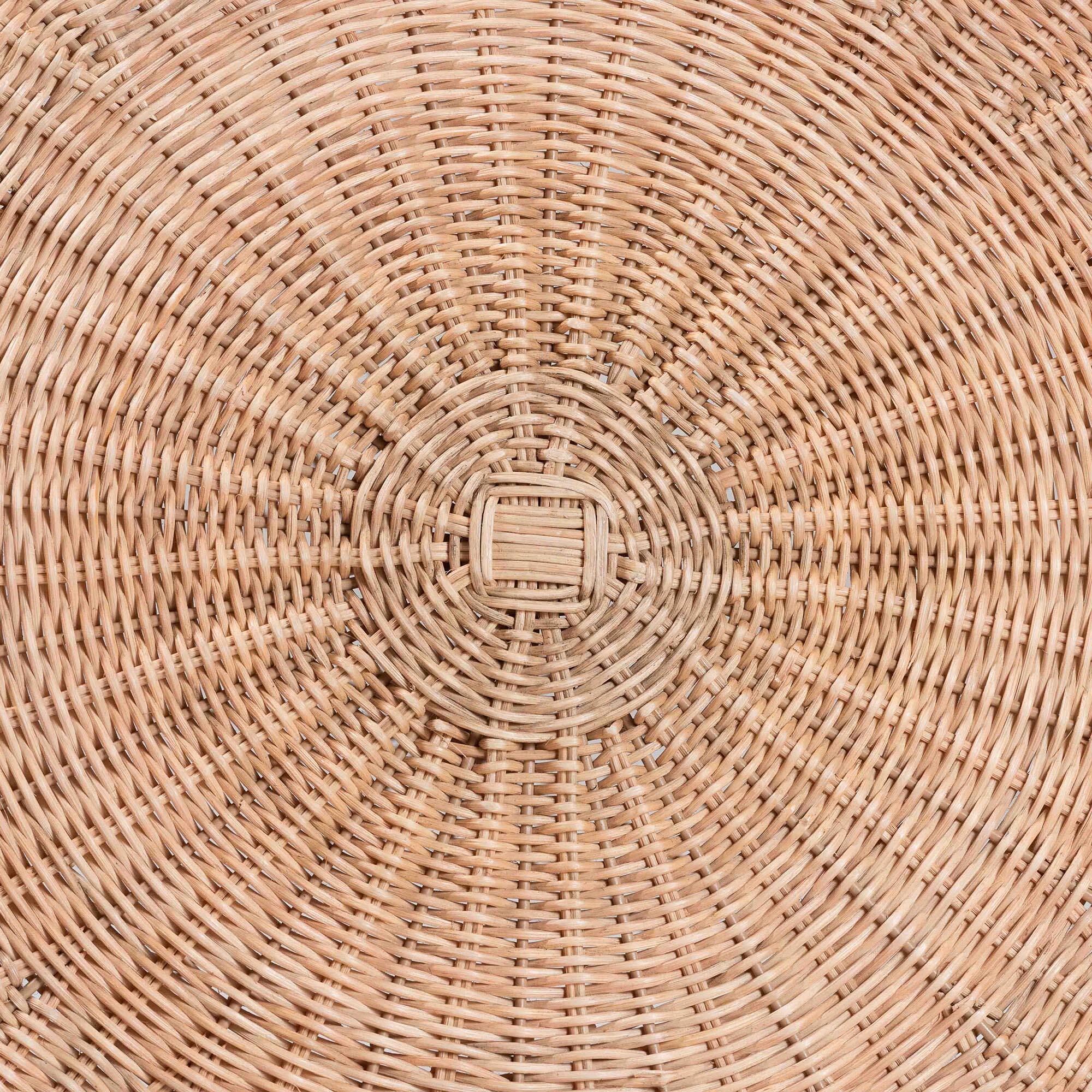 Back. bali & pari - Kensley Natural Rattan Coffee Table – Handwoven Wicker Round Accent Table with Scalloped Silhouette - Natural Brown.