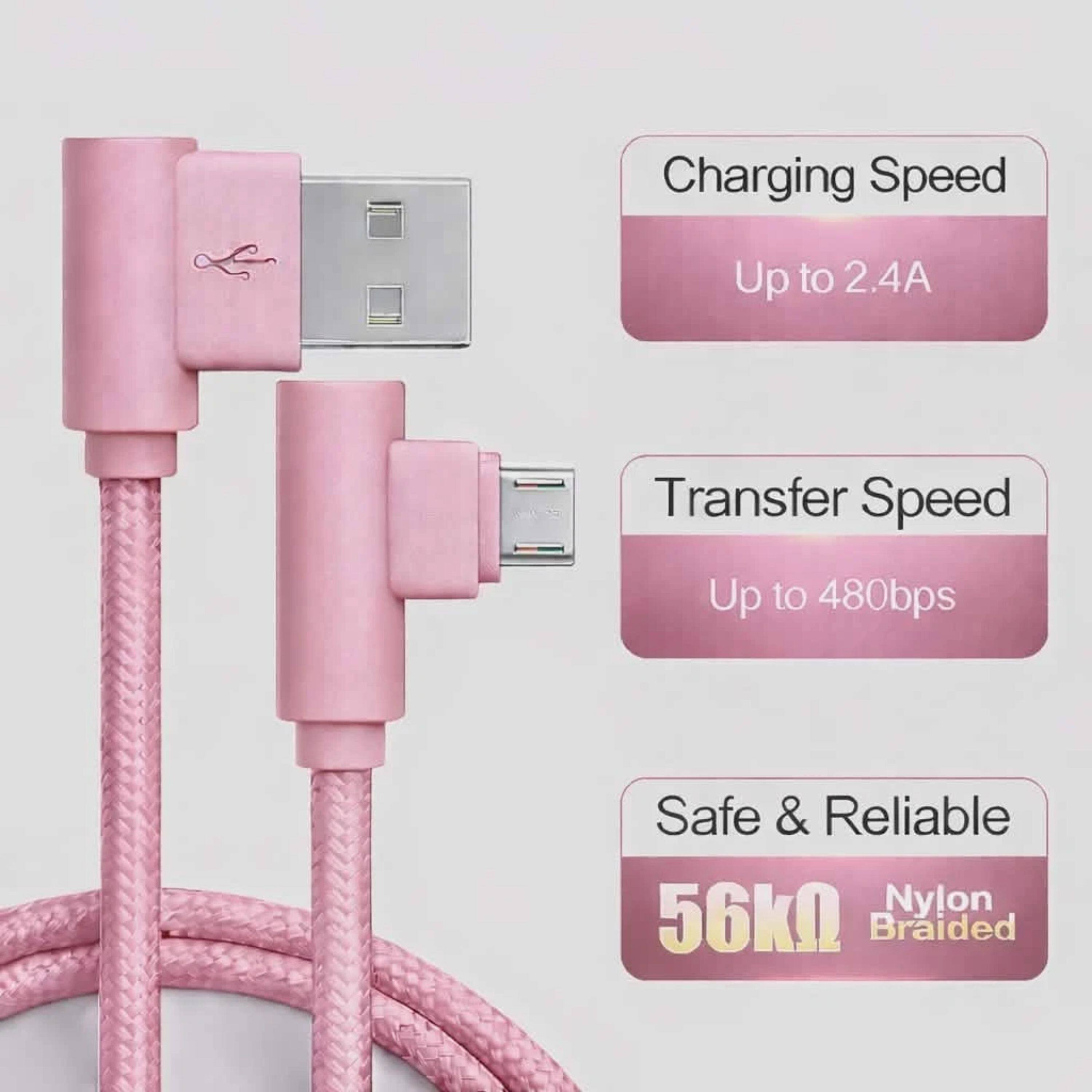 Charging Speed: Up to 2.4A  
Transfer Speed: Up to 480bps  
Safe & Reliable: 56kΩ Nylon Braided
