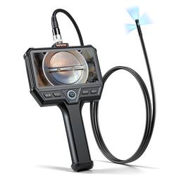 VEVOR - Triple Lens Endoscope with Light, 5" HD IPS Screen Industrial Borescope Camera, 8 + 2 LED Lights, 8X Zoom, 5000mAh - Black