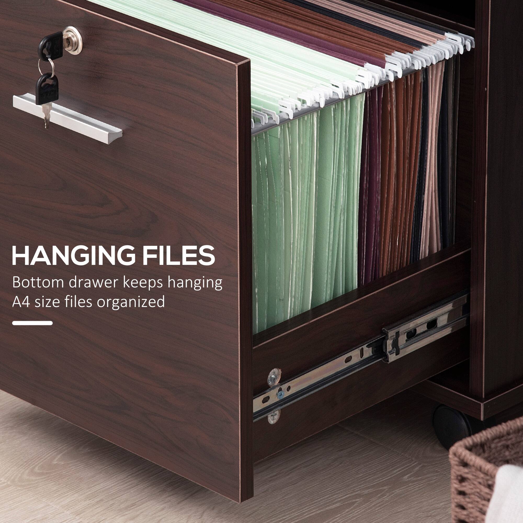 HANGING FILES  
Bottom drawer keeps hanging A4 size files organized