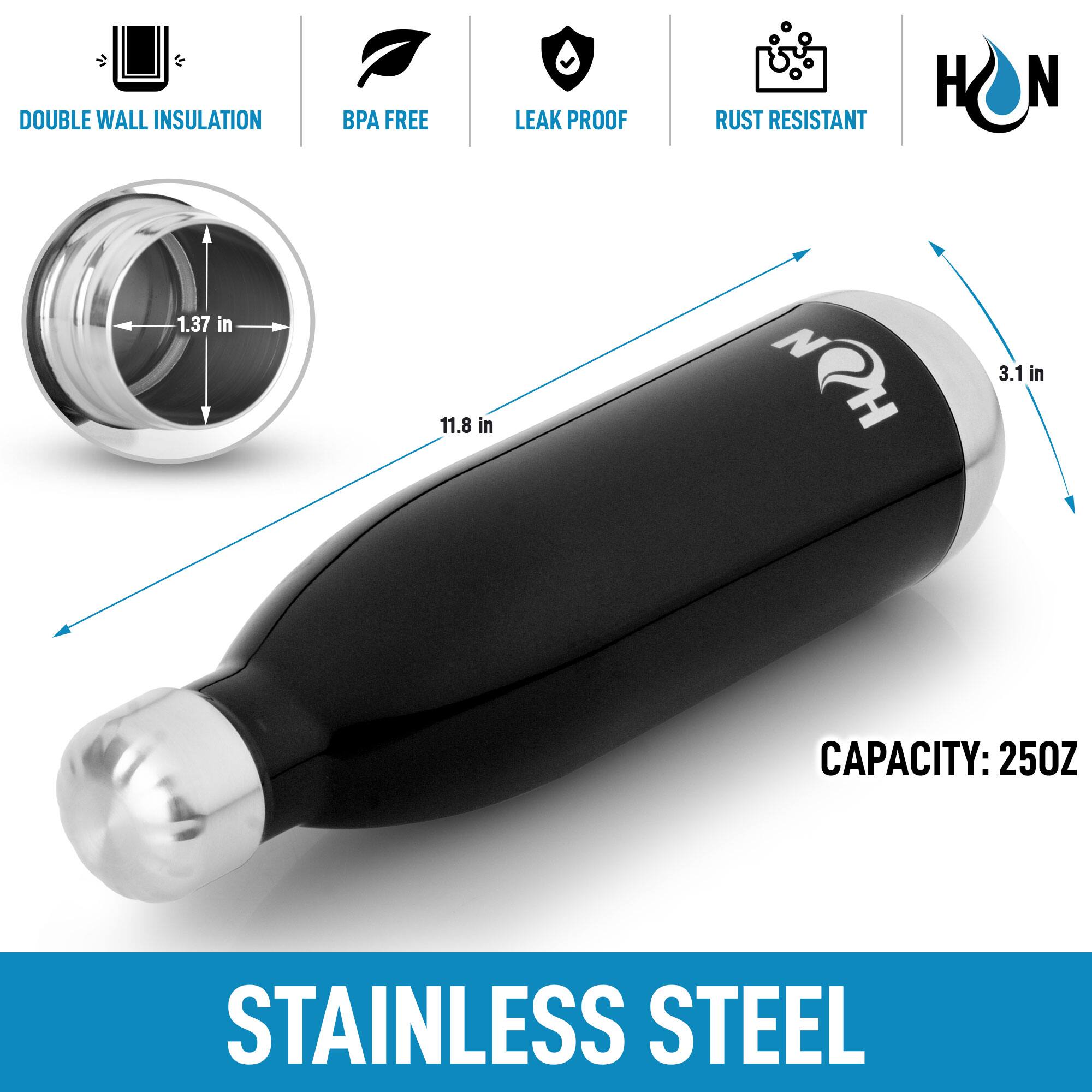 - DOUBLE WALL INSULATION
- BPA FREE
- LEAK PROOF
- RUST RESISTANT

- 1.37 in
- 11.8 in
- 3.1 in

- CAPACITY: 250Z

- STAINLESS STEEL