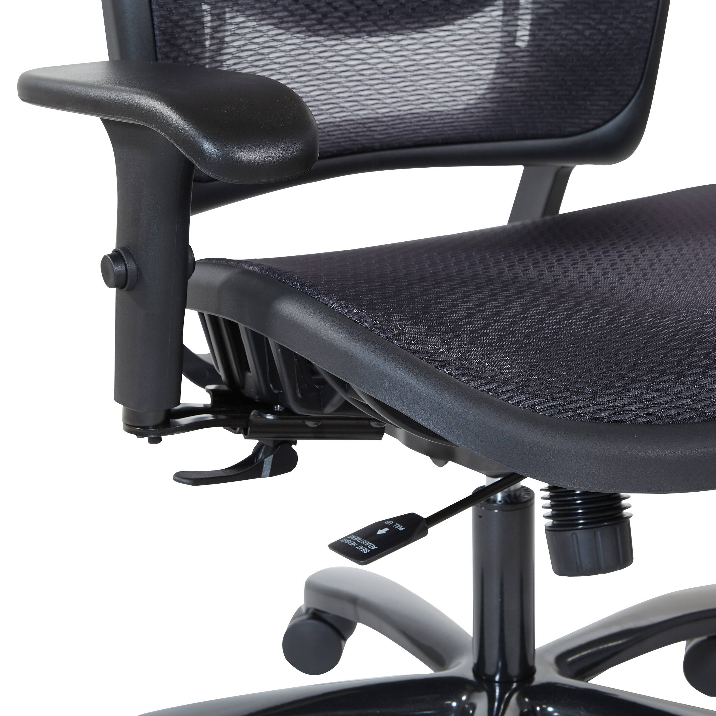 Alt View 5. Office Star Products - Air Grid Seat/Back Big & Tall Chair - Black.