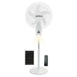 Airbro - 18" 9-Speed Indoor/Outdoor Rechargeable Floor Standing Fan Solar Charging, LED Night-Light, FSA-18 - White