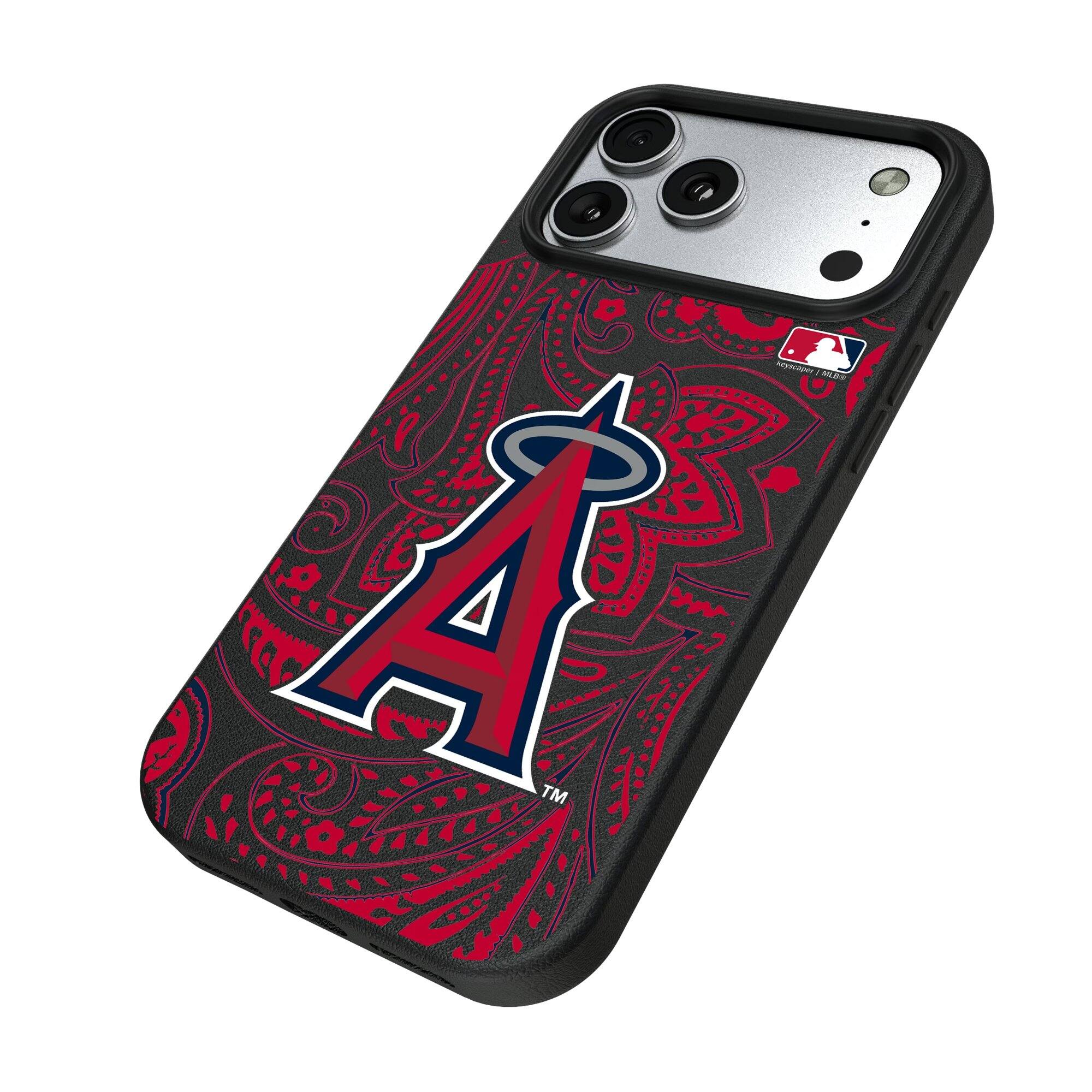Alt View 1. Keyscaper - Los Angeles Angels Paisley iPhone Magnetic Bump Case - 15 - Black.