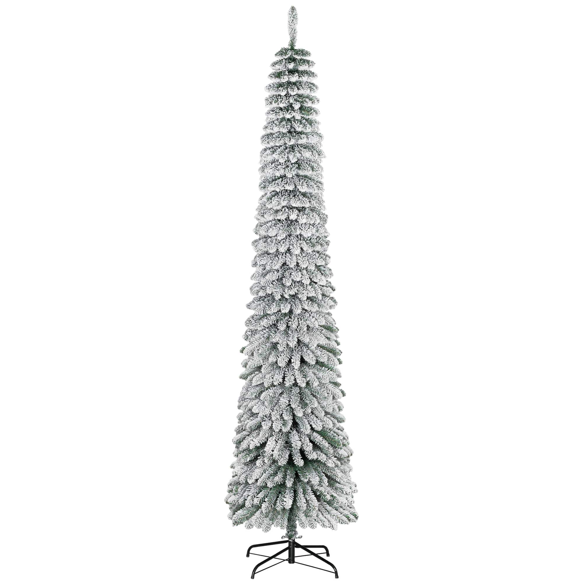 Homcom - Tall Unlit Slim Pencil Xmas Tree - Green