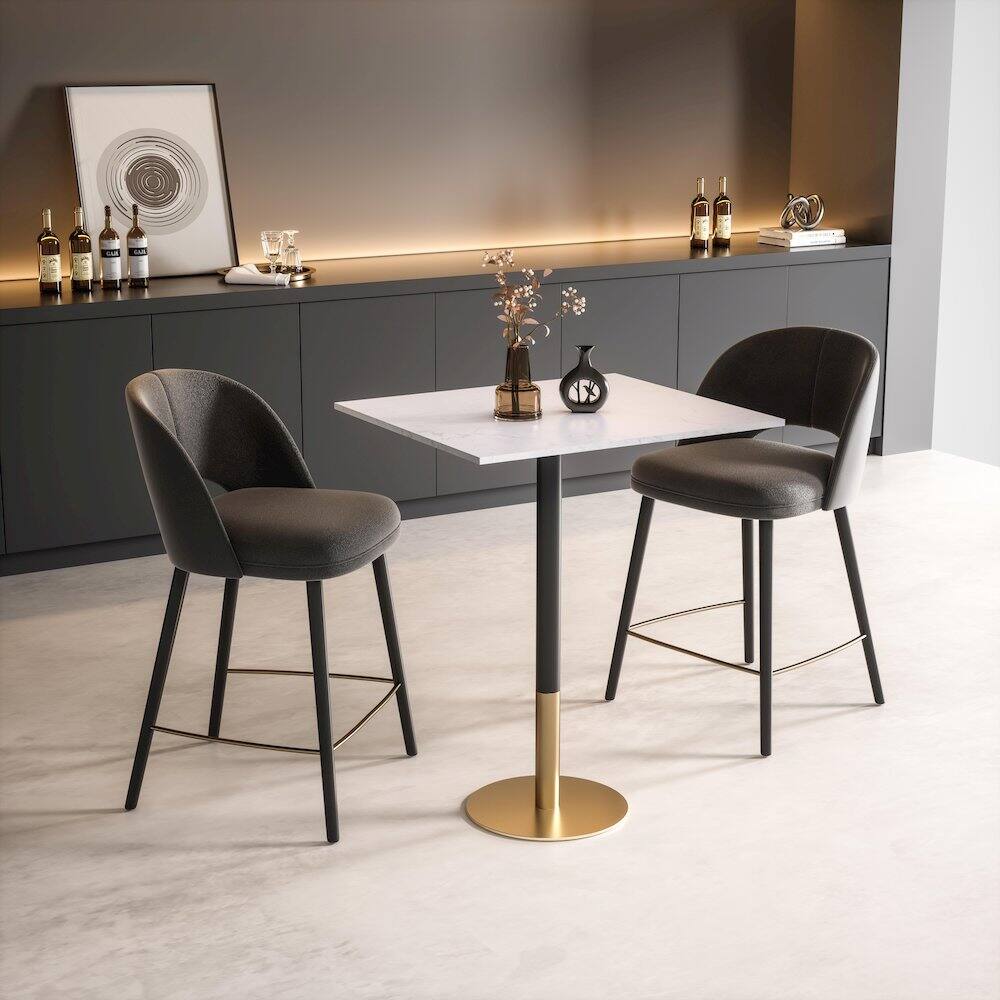 Alt View 1. Elegant Decor - Ronan 31.5 Inch Pub Table In White - White And Gold.