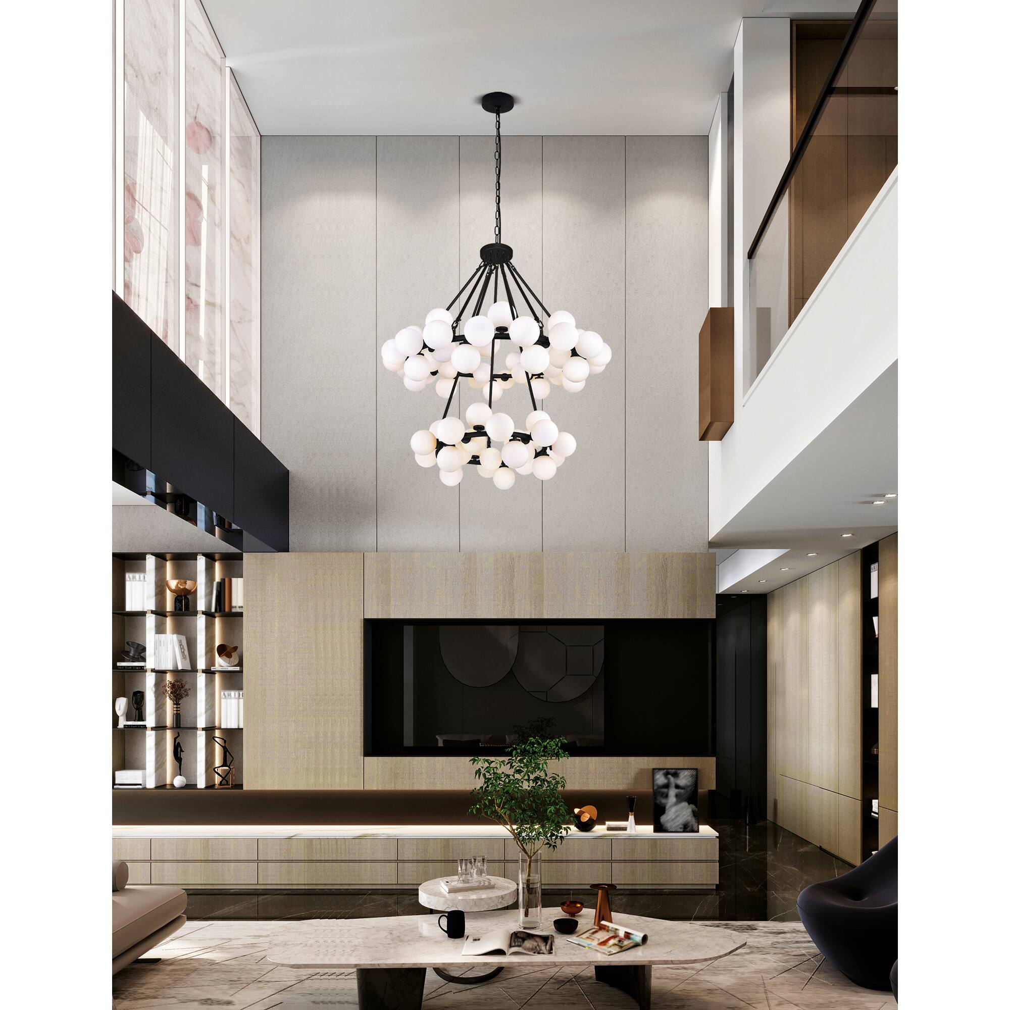 Alt View 2. CWI Lighting - Arya 70 Light Chandelier With Black Finish - Black.