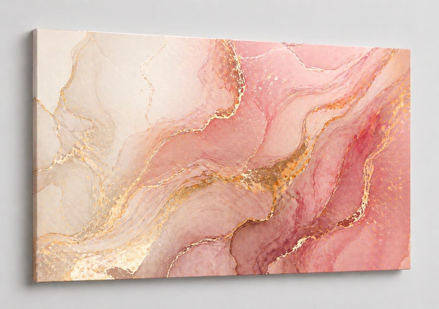 FC Design - Large Canvas 24x36" Marble Abstract Pink Gold Fluid Texture Art Painting Home Wall Décor - MultiColor