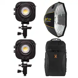 Amaran - Halo 60x 63W Bi-Color COB LED 2-Light Light, Bundle with EZ Lock Octa Softbox and Alpine 190 Backpack
