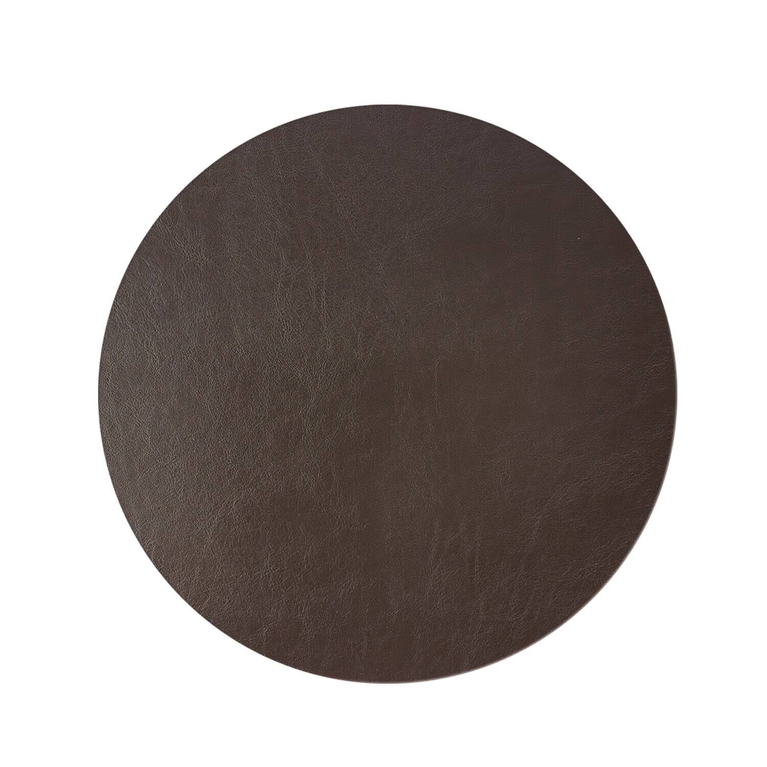 Front. Frieling - Davanti by  Mattola Placemats Set of 6, Round 15 Inch Indoor Outdoor Table Placemats, Dark Brown - Dark Brown.