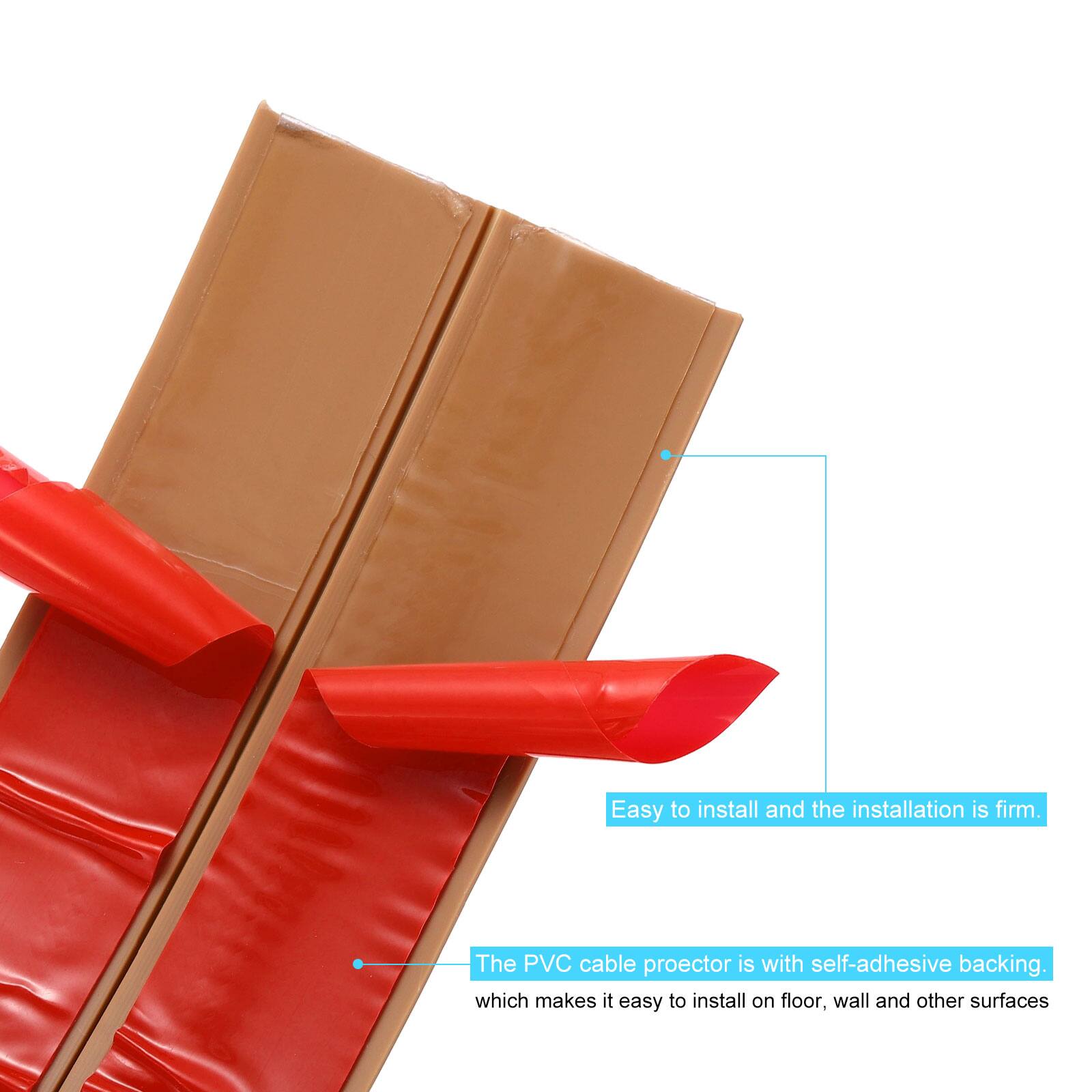 Easy to install and the installation is firm. The PVC cable protector is with self-adhesive backing, which makes it easy to install on floor, wall and other surfaces.