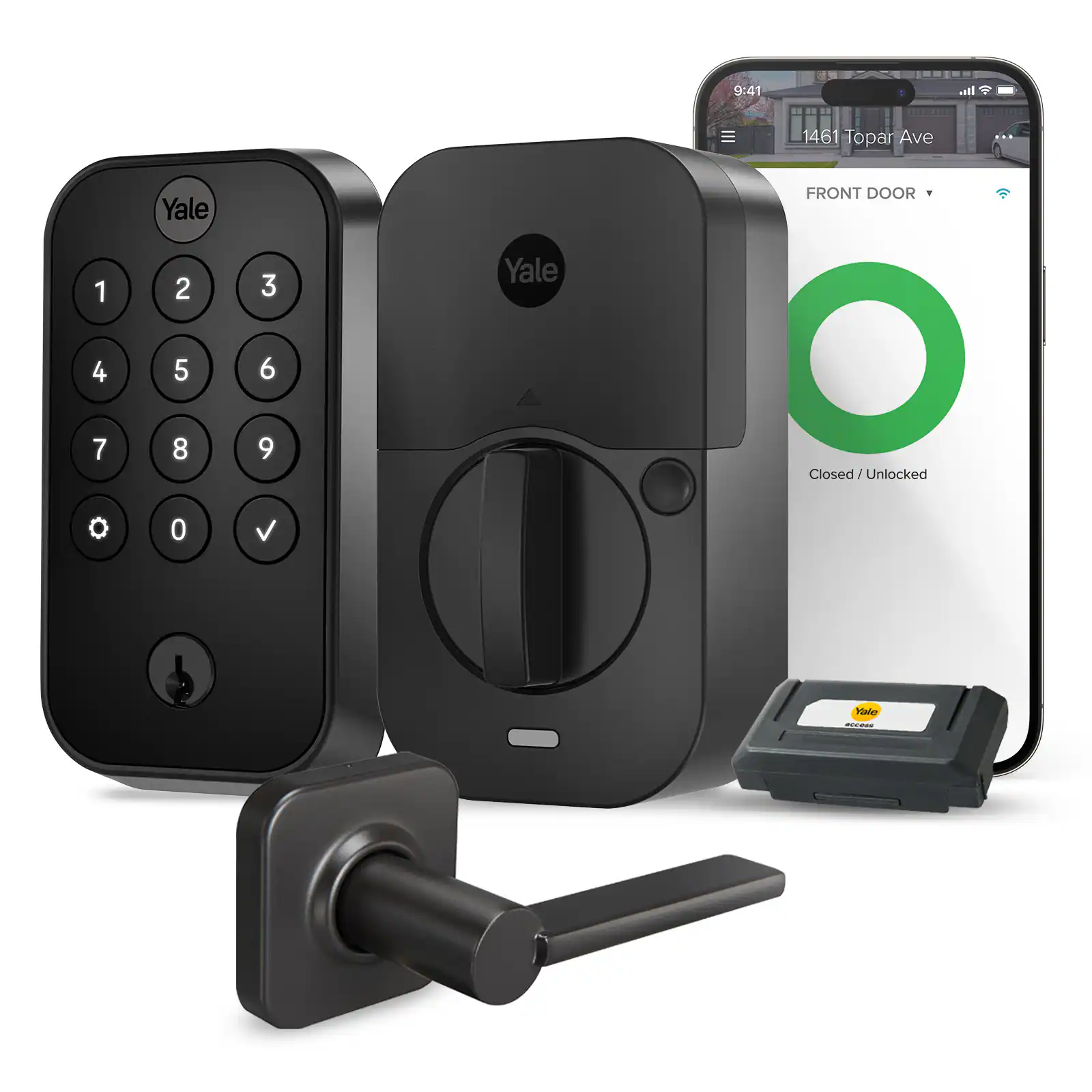 Yale - Assure Lock 2 - Smart Lock Wi-Fi Deadbolt with Push Button Keypad | Key Access - Valdosta Handle - Black Suede